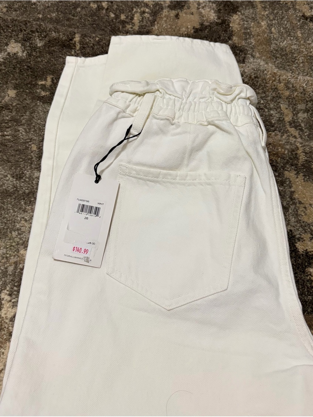 7 For All Mankind White Denim Pants with Elastic Waist